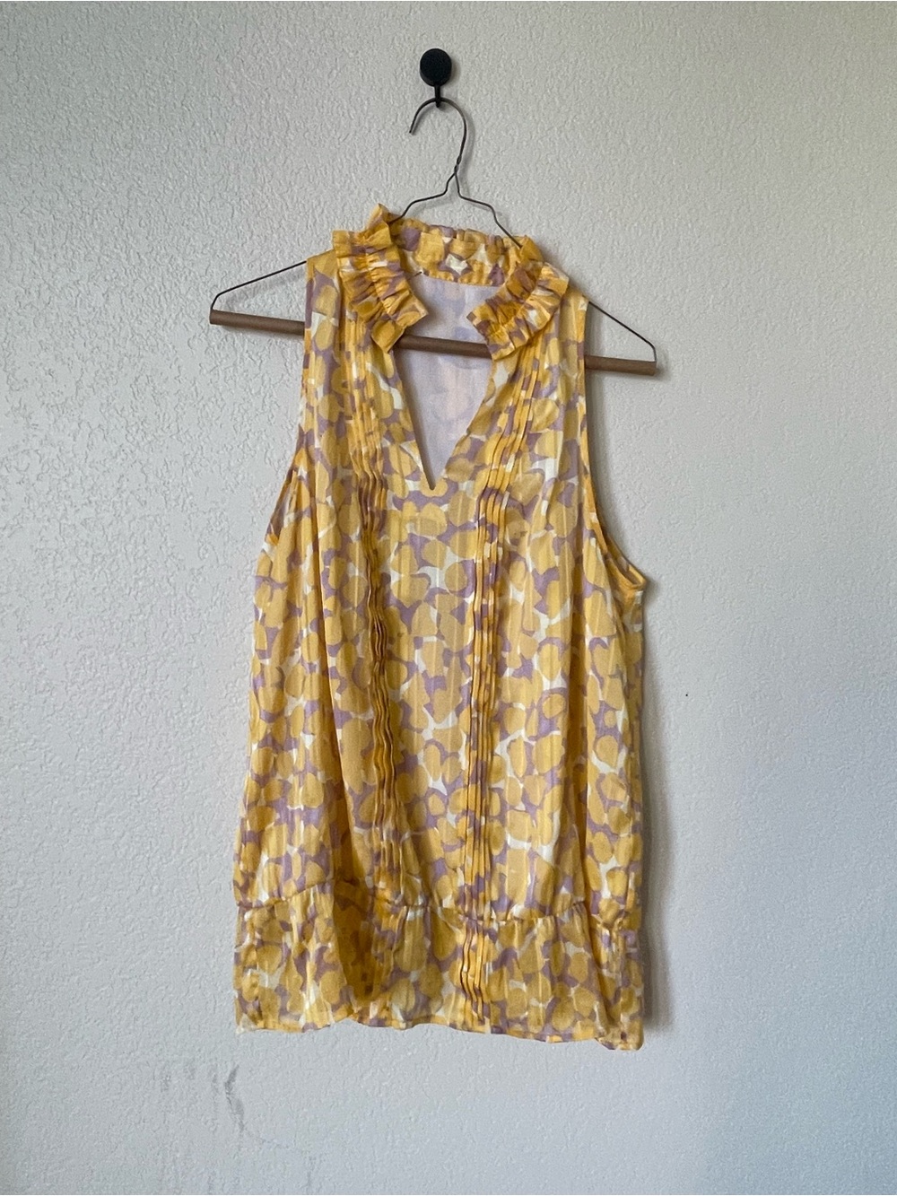 The Limited Yellow Floral Ruffle Sleeveless Blouse